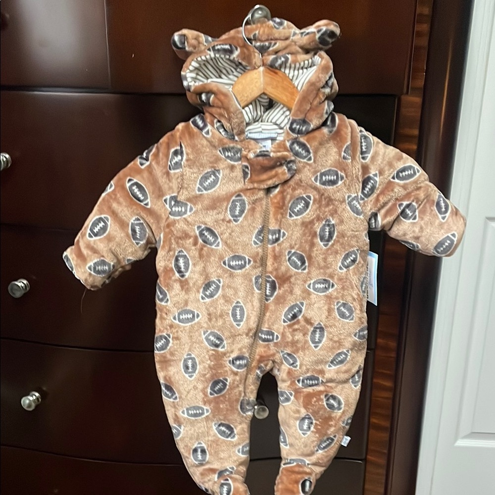 Brown Football Print Kids One Piece